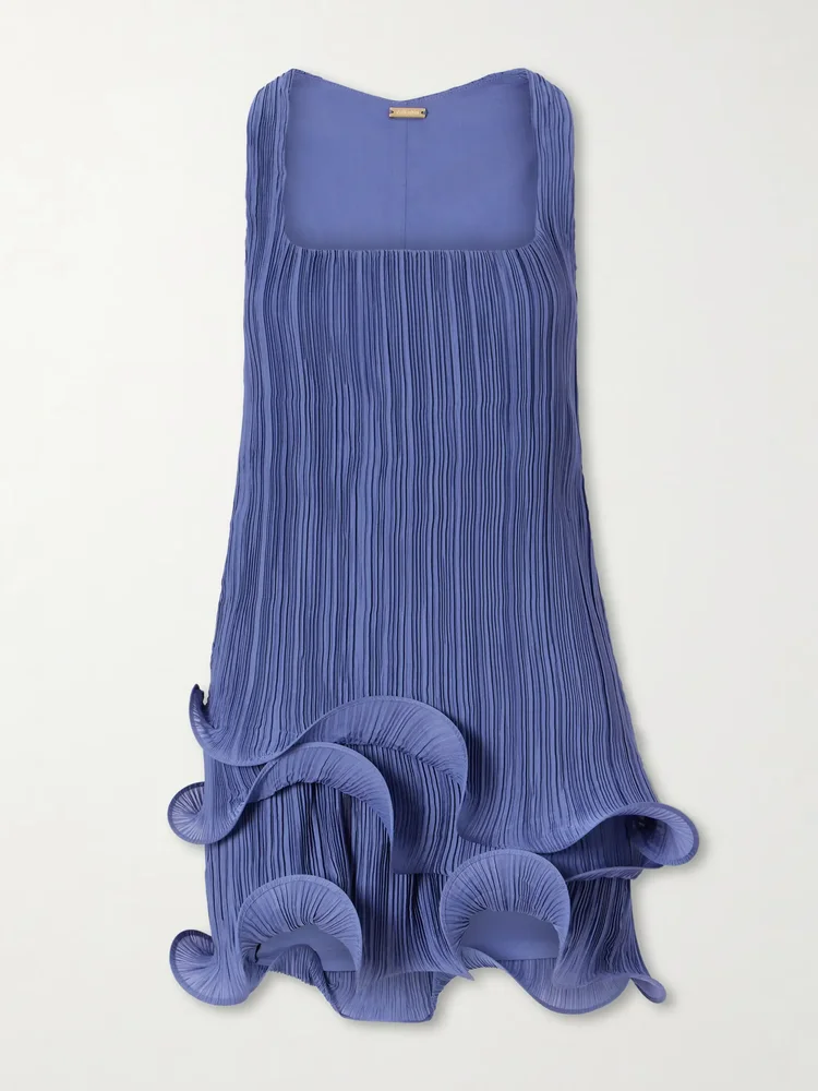 Marsa plissé-chiffon mini dress