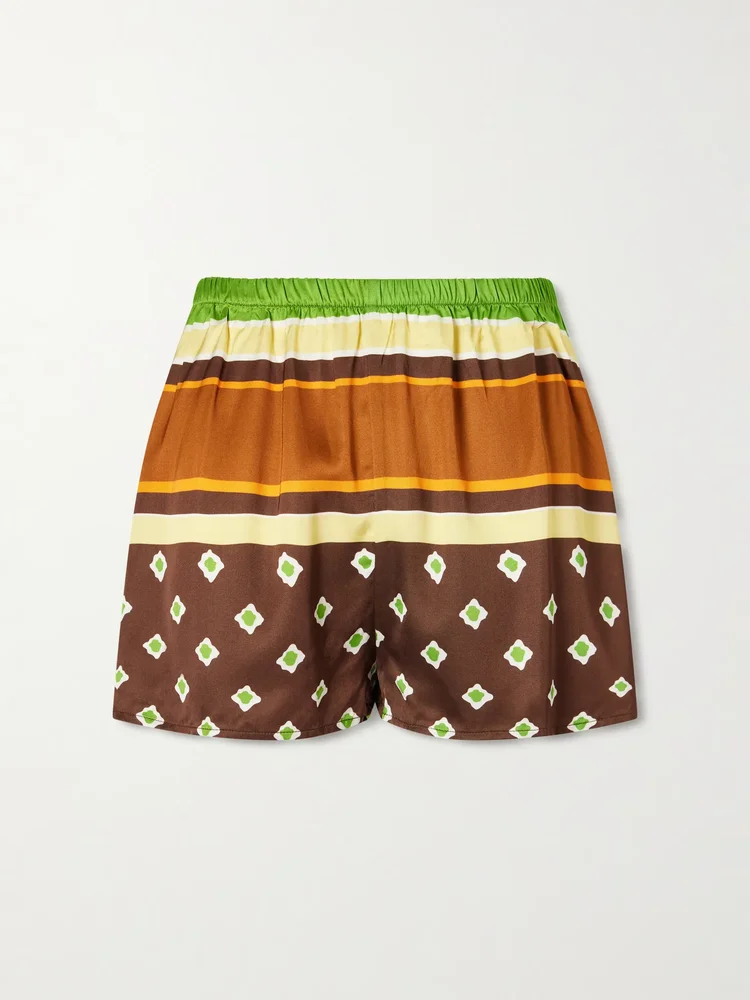 Tia printed satin shorts