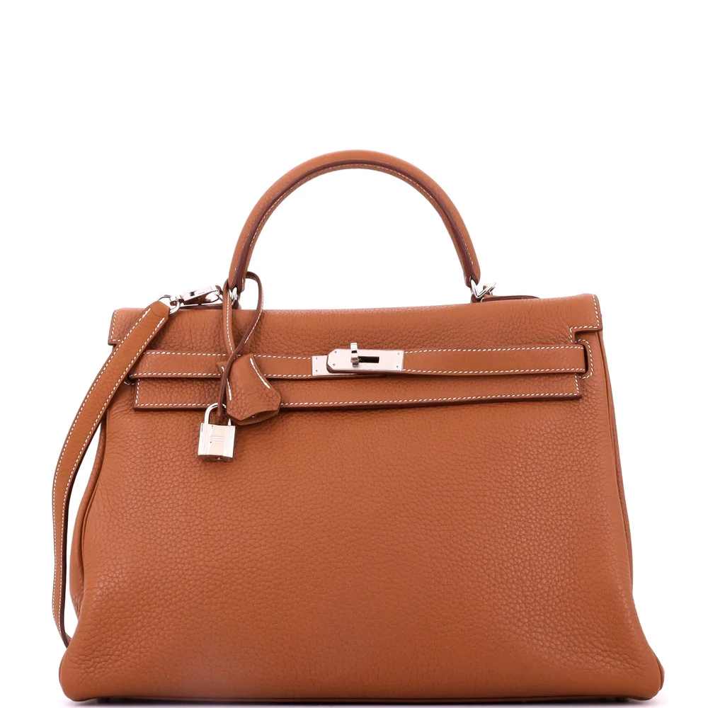 Pre-Owned Kelly 35 Gold Clemence with Palladium Hardware