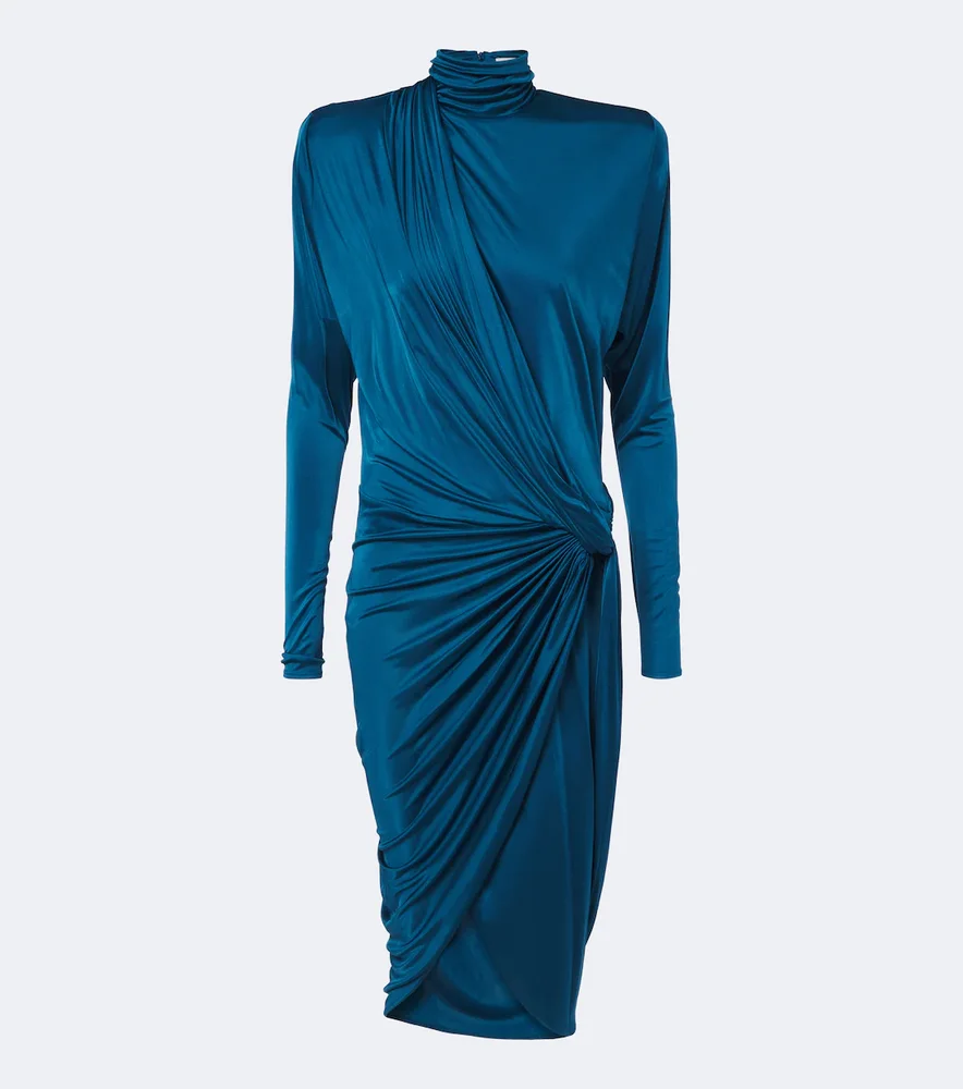 Gathered jersey midi dress