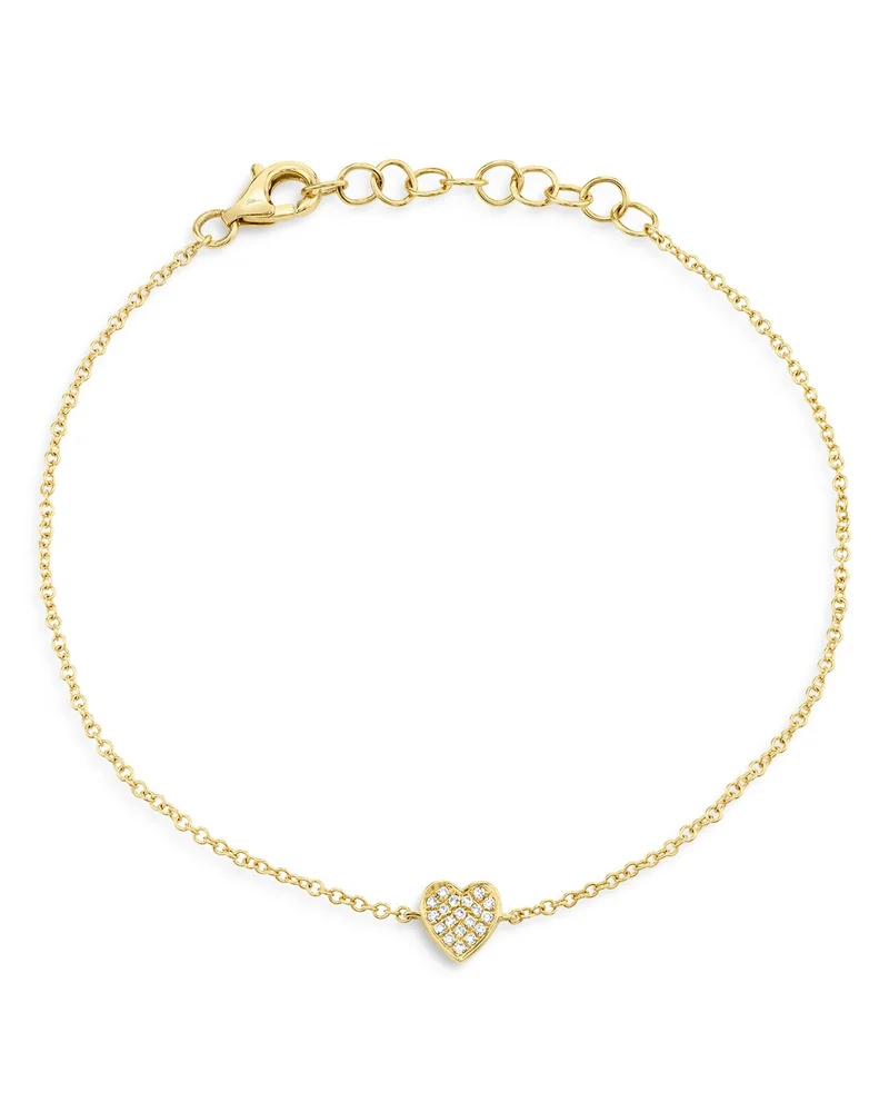 14K Yellow Gold Diamond Heart Bracelet, Exclusive