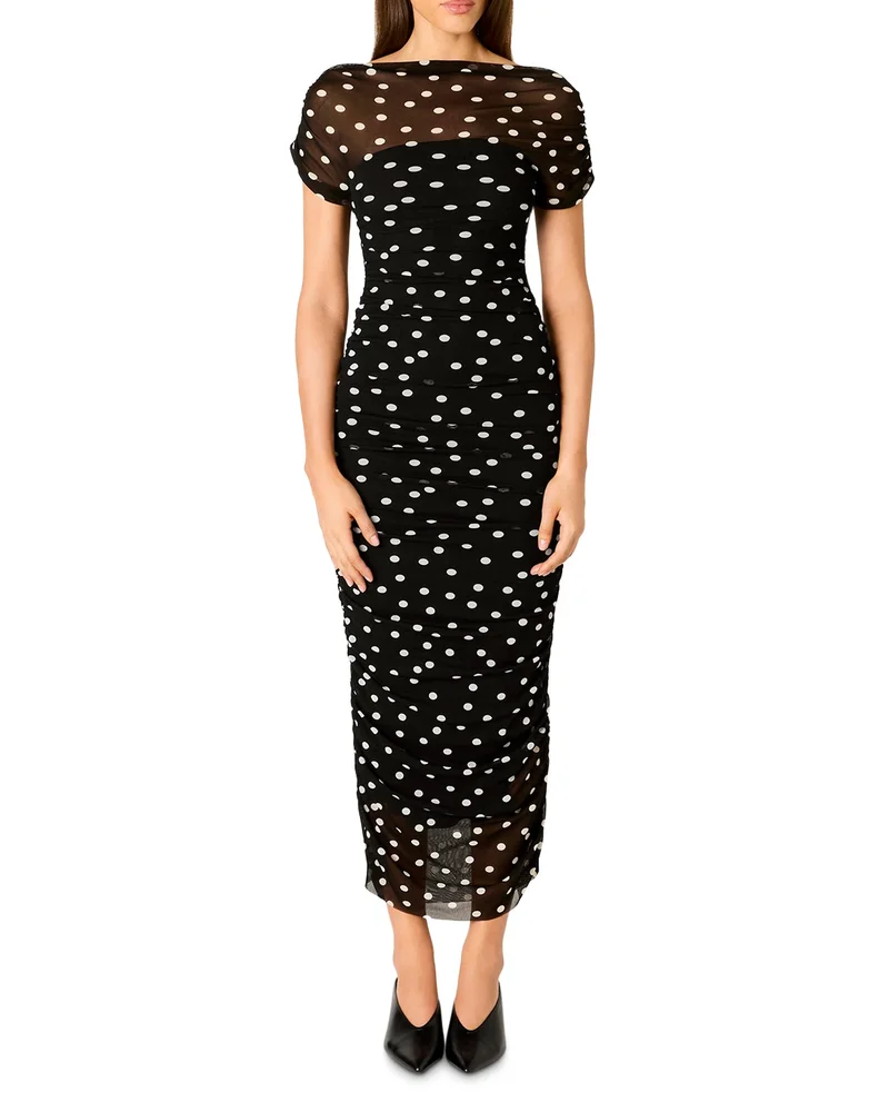 Aria Printed Ruched Midi Dress