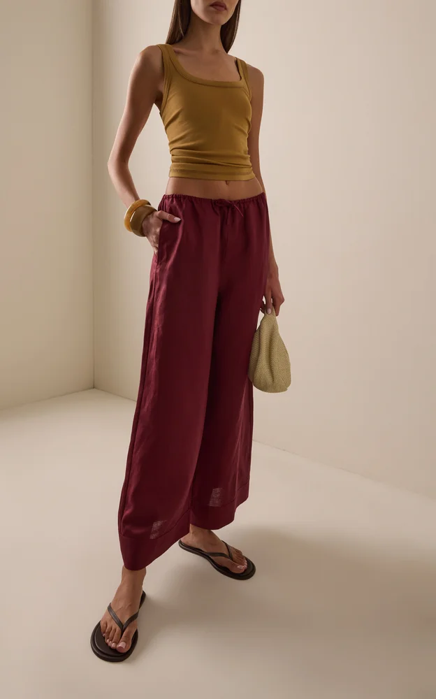 Air Linen Wide Leg Drawstring Pants