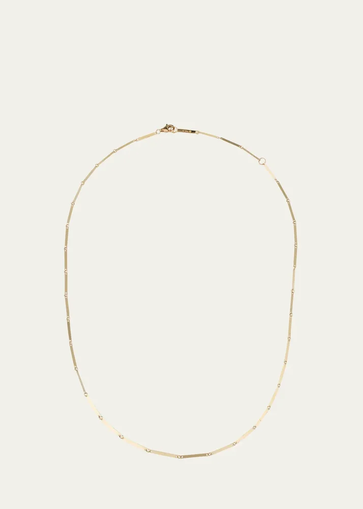 14K Yellow Gold Laser Rectangle Chain Necklace, 18"