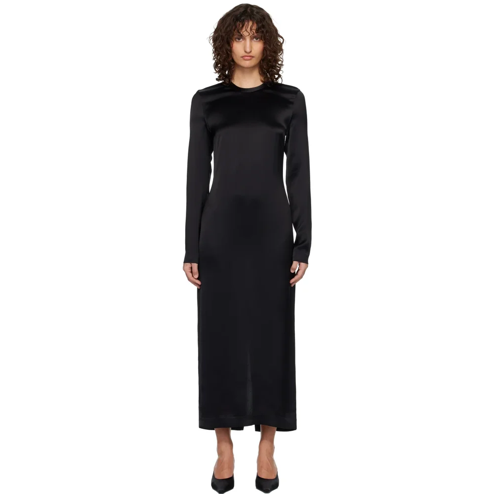 Black Long Satin Maxi Dress