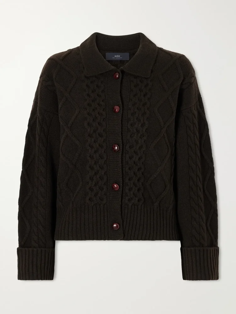 Columbia cable-knit cashmere cardigan