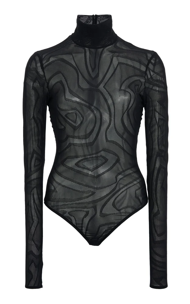 Embroidered Tulle Bodysuit