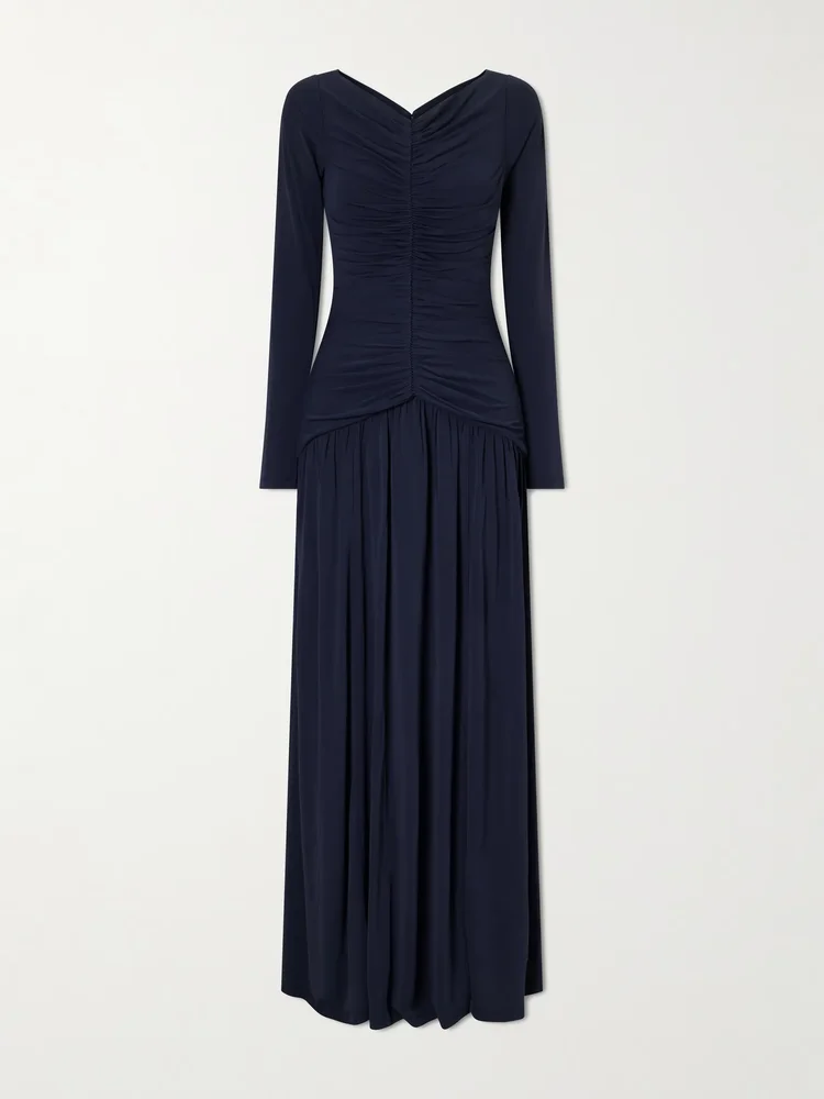 Ruched jersey maxi dress