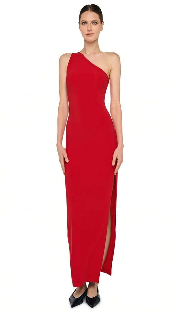 ONE SHOULDER LONG DRESS W/ SIDE SLIT
