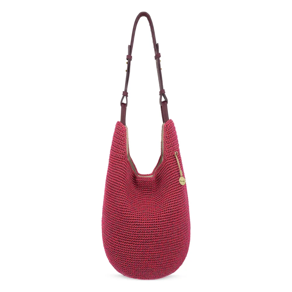 Los Feliz 120 Hobo, Hand Crochet, Black Cherry Static