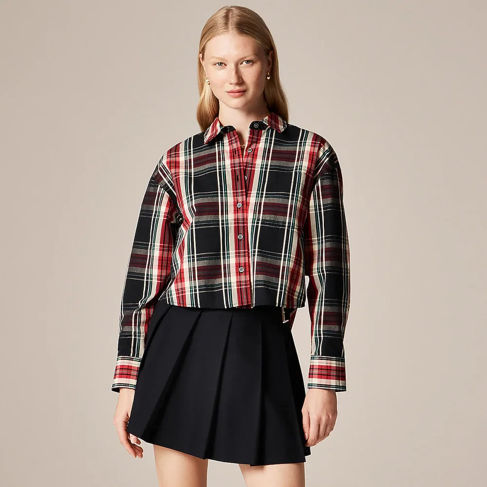 Étienne cropped shirt in Stewart tartan cotton poplin