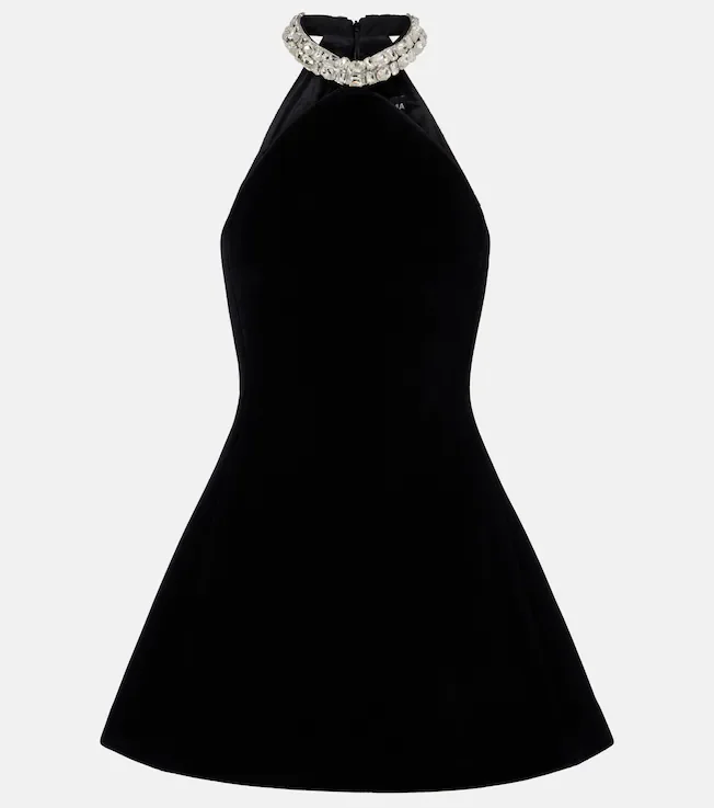 Crystal-embellished halterneck minidress
