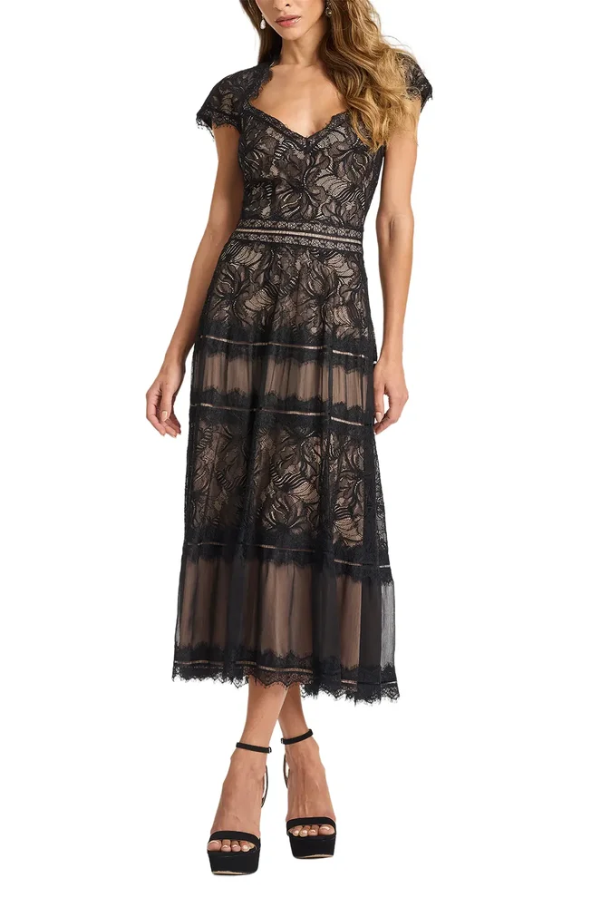 Lace V-Neck Midi Dress