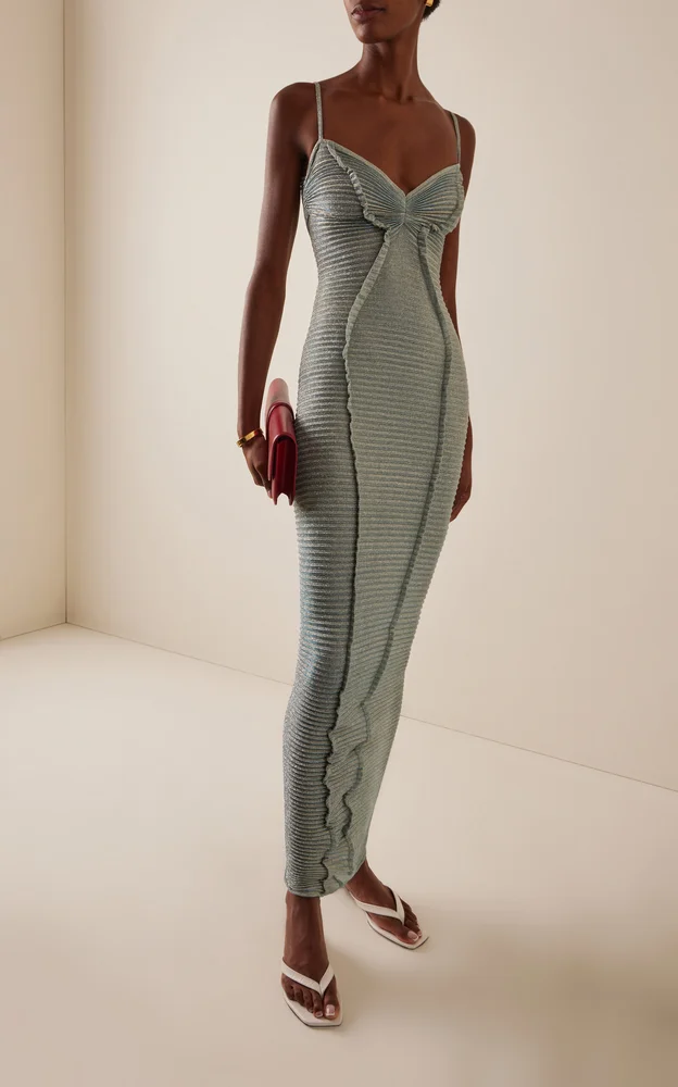Edge Metallic Knit Maxi Dress