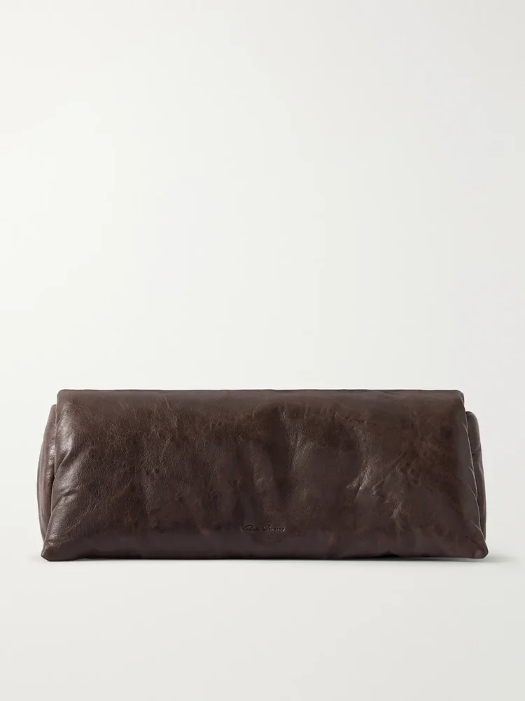 Crinkled-leather clutch