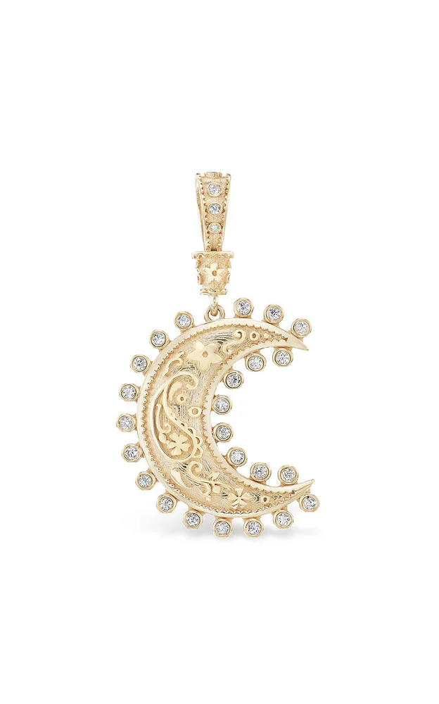 Medium Southwestern 14K Yellow Gold Diamond Charm