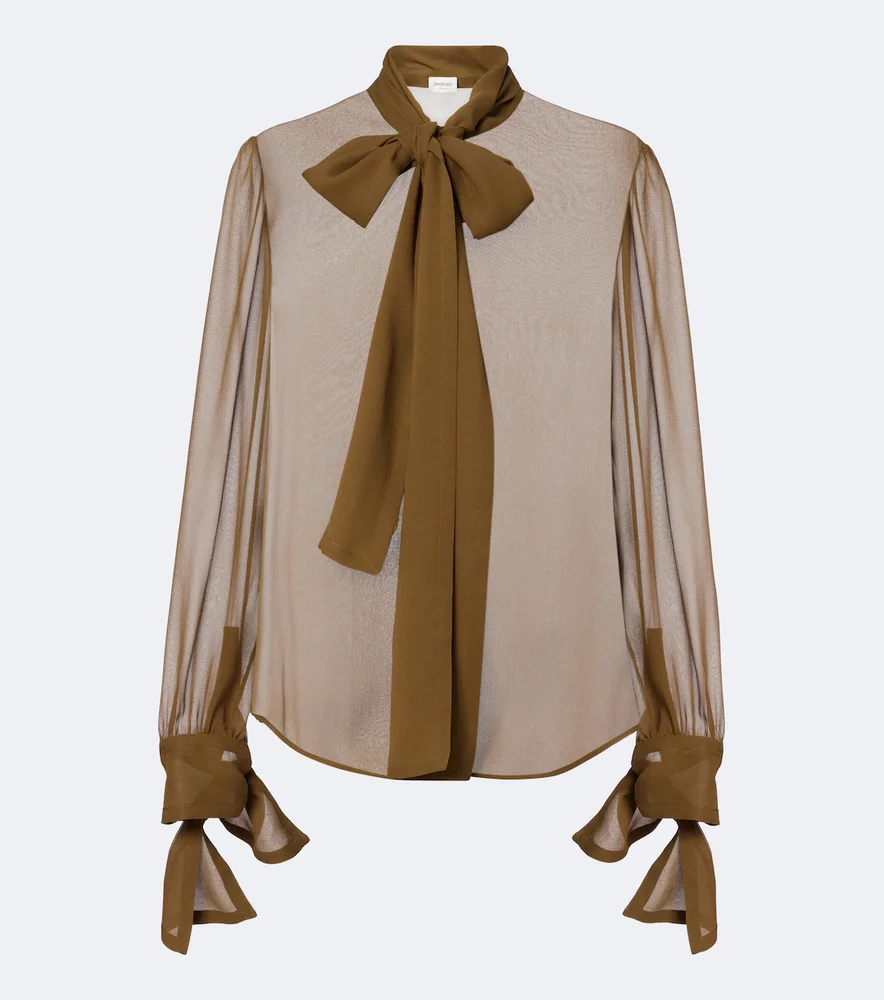 Tie-neck silk blouse