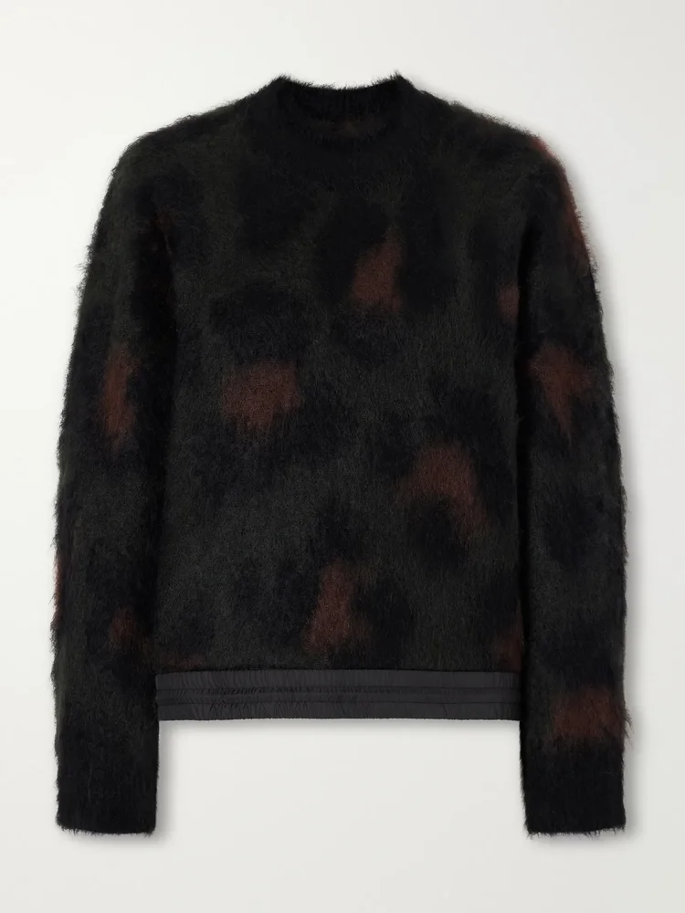 Leopard-print mohair-blend sweater