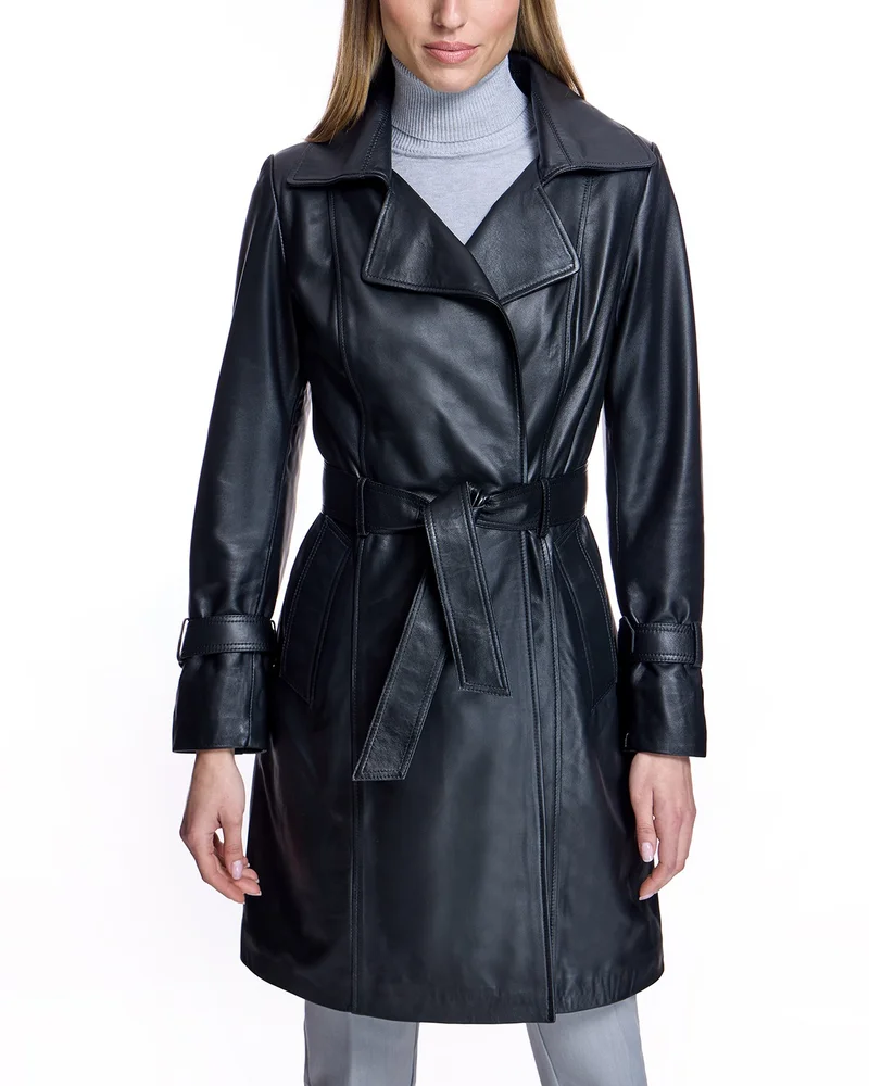Leather Belted Trench Coat