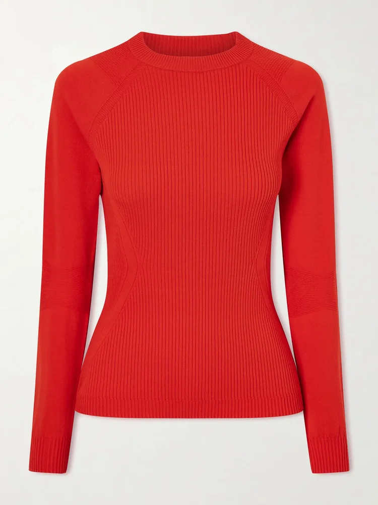 Appliquéd ribbed-knit T-shirt