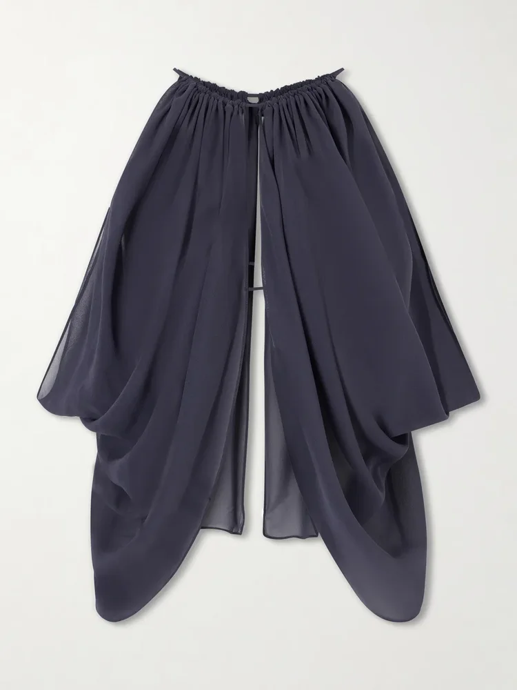 reysa gathered silk crepe top