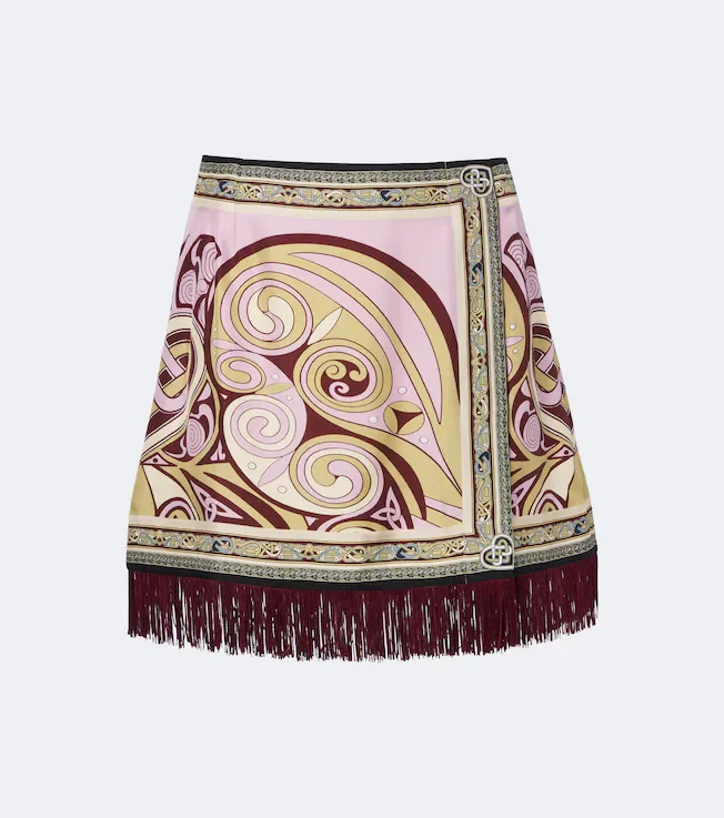 Kells fringed silk twill miniskirt