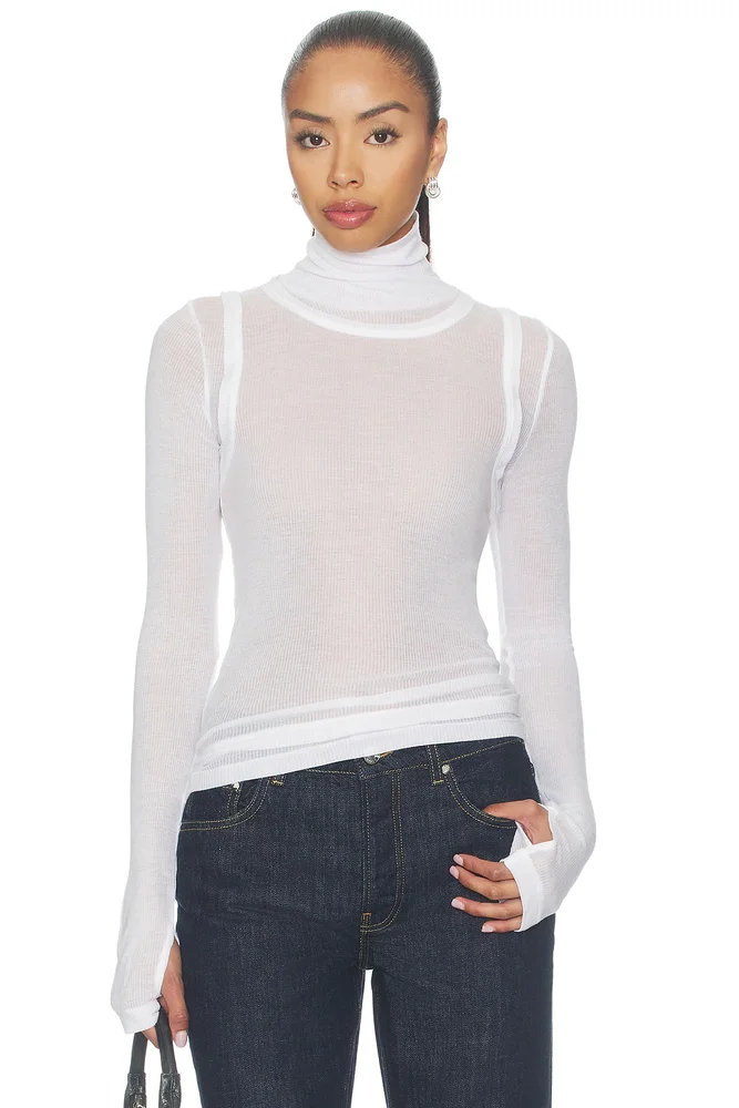 Layer Long Sleeve Neck Sheer