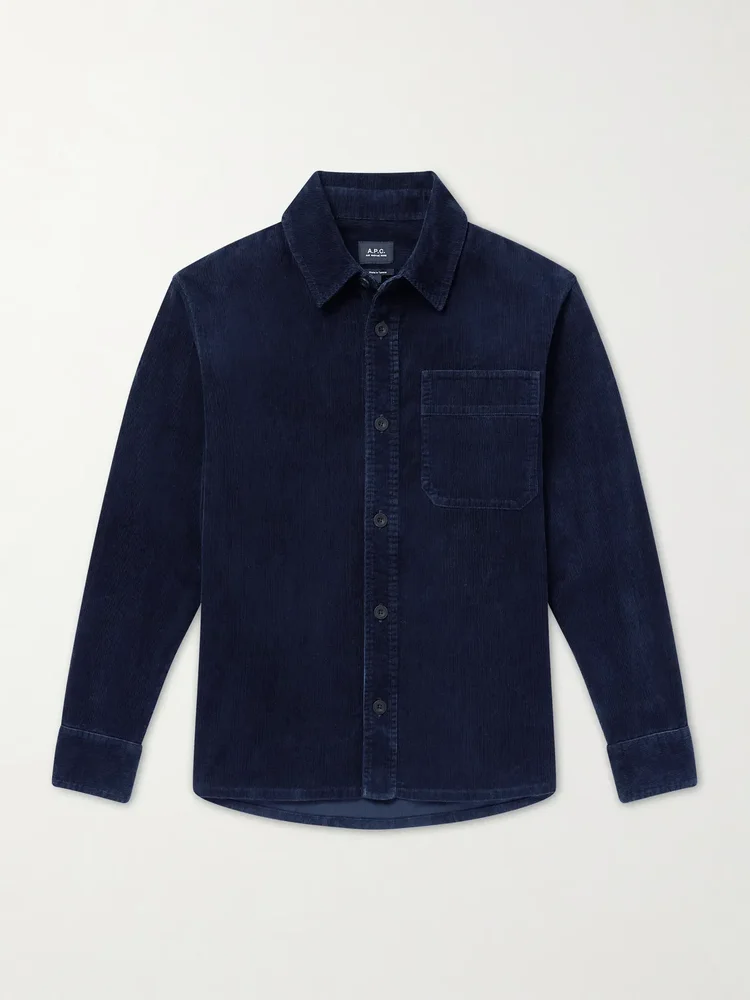 Basile Logo-Embroidered Cotton-Corduroy Shirt