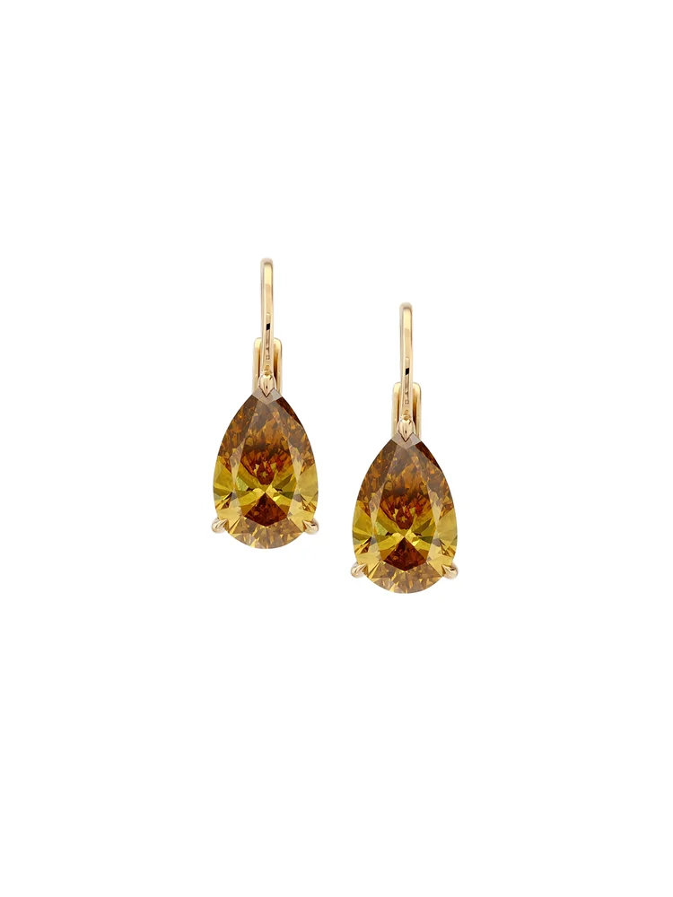 14K Alienor Pear-Cut Earrings in Champagne Lab Diamond, 14K Yellow Gold