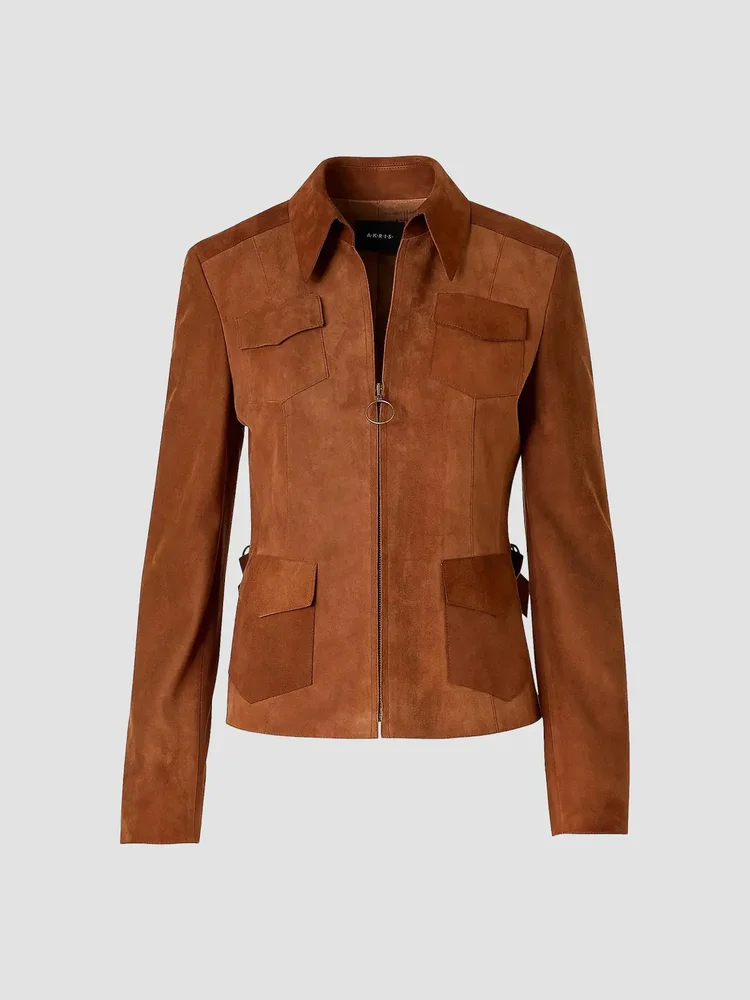 Point Collar Suede Jacket