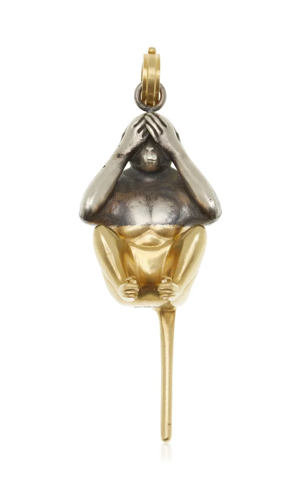 See Nothing 18k Yellow Gold and Sterling Silver Pendant