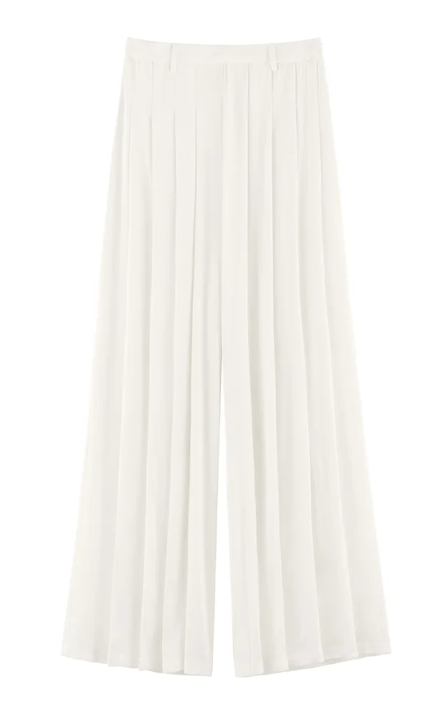 Pleated Silk-Blend Wide-Leg Pants Exclusive