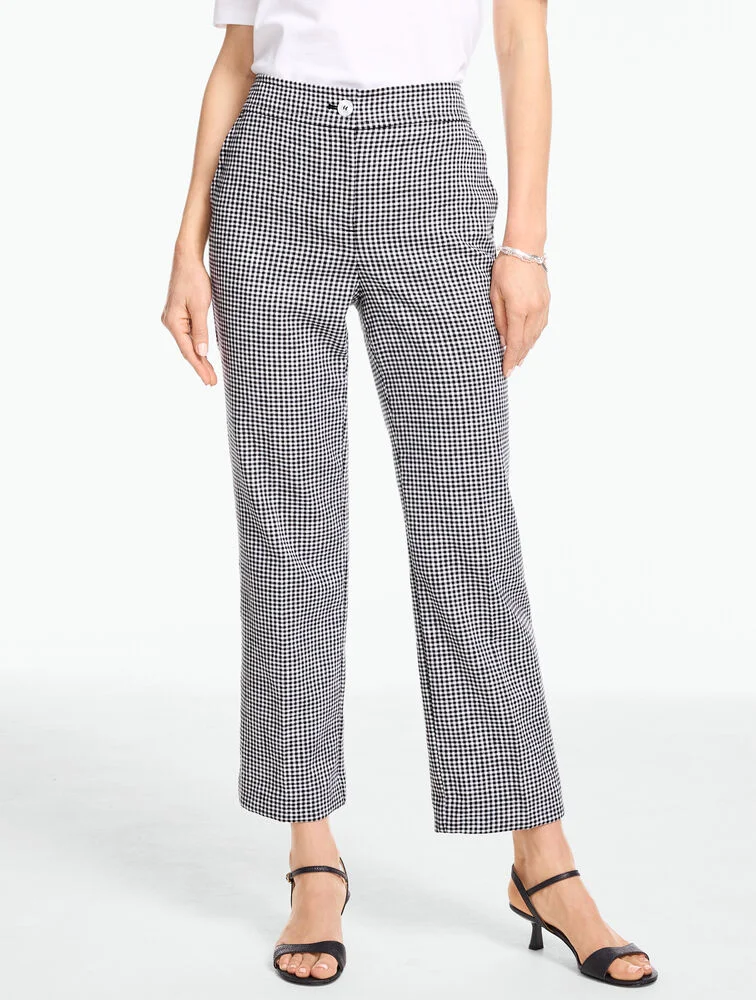 Linen Straight Ankle Pants - Beach Gingham