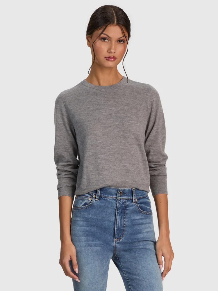 CAROLEE CASHMERE PULLOVER - MEDIUM HEATHER GREY