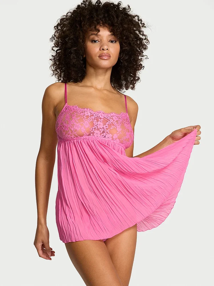 Dare to Dream Lace Pleated Babydoll Set