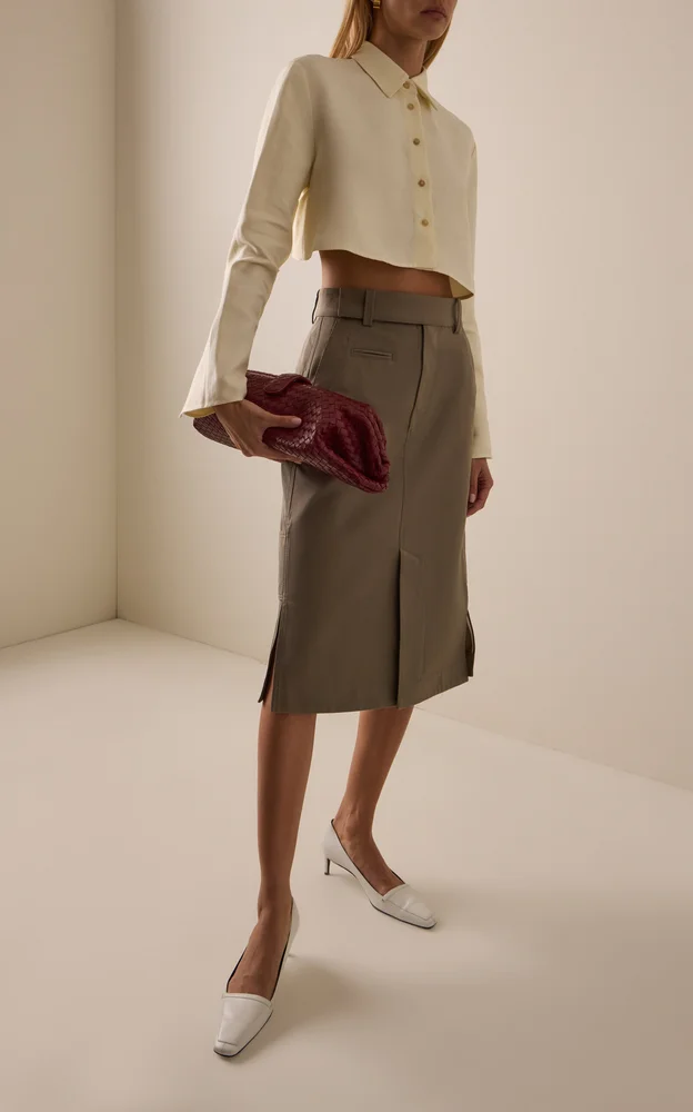 Cotton-Silk Midi Cargo Skirt