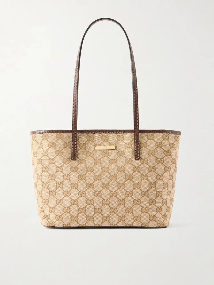 Gucci Leather-trimmed coated canvas-jacquard tote