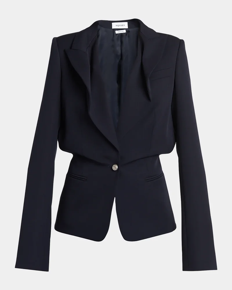 Certified Wool Folded Lapel Single-Breasted Jacket