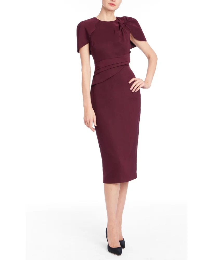 NEW Women's Loop Cape Cocktail Square Neck Midi Dress