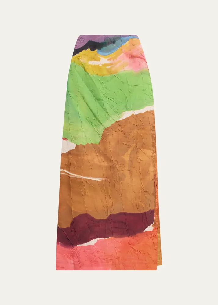 x Helen Frankenthaler Inez Satin Pencil Skirt