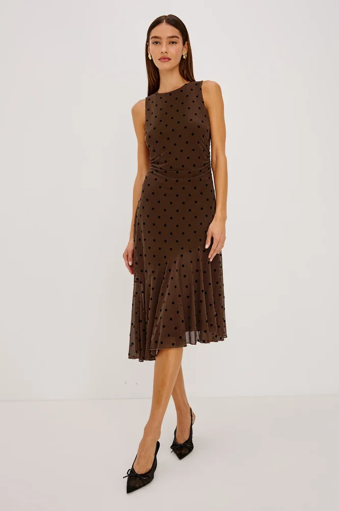 Daija Dress, Chocolate Polka Dot