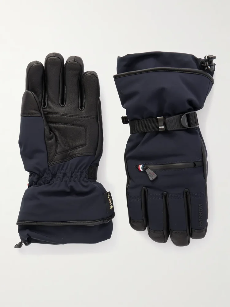 Leather-Trimmed Shell Ski Gloves