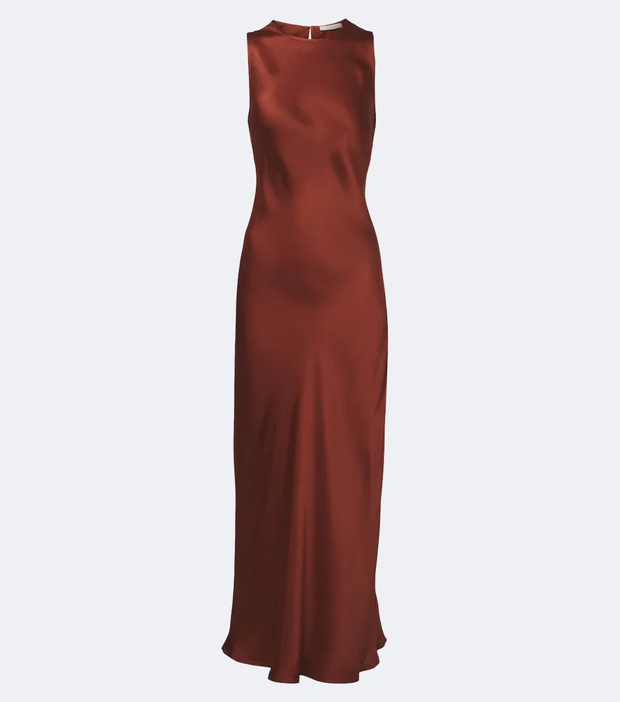 Valencia silk satin midi dress