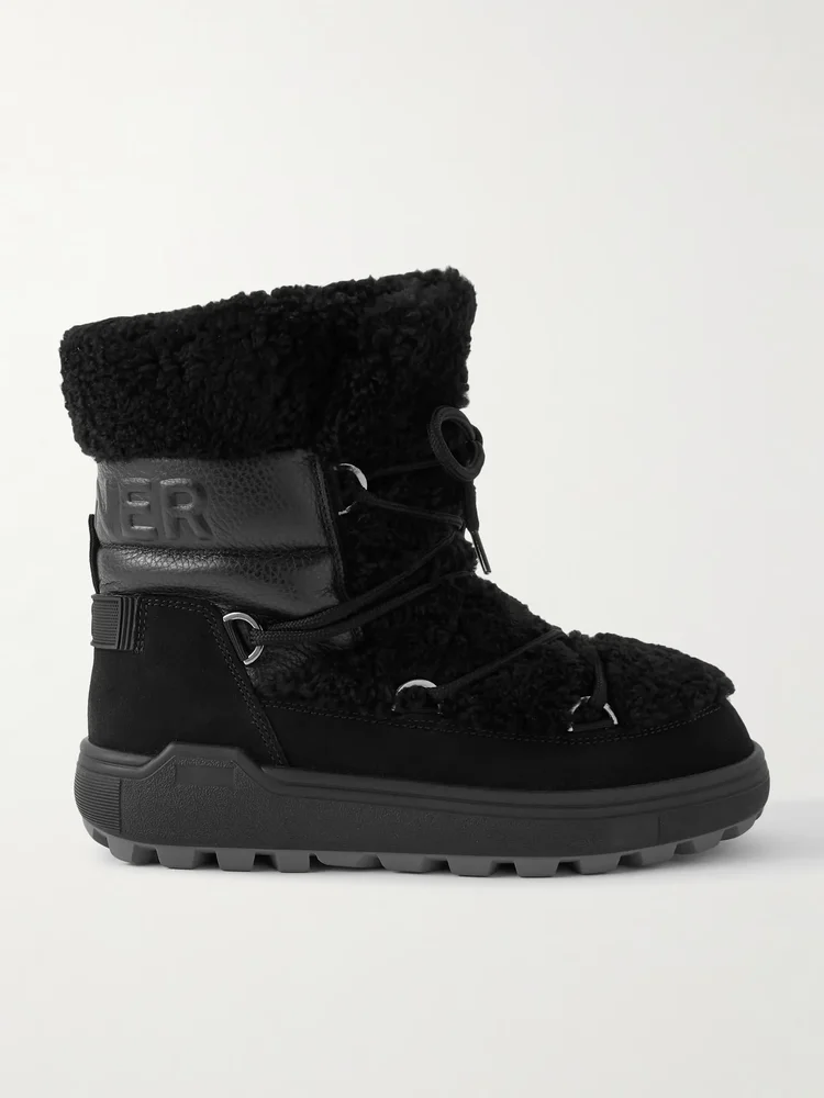 Chamonix shearling, textured-leather and suede snow boots