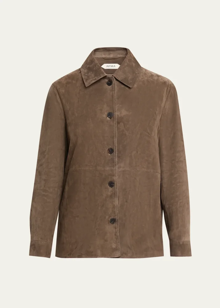 Vicky Lamb Suede Shirt Jacket