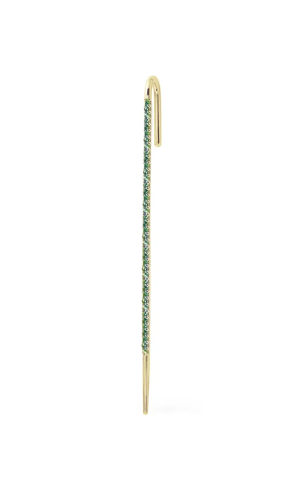 18K Yellow Gold Ombre Emerald Single Ear Pin