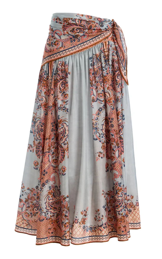 Aster Scarf-Detailed Silk Maxi Skirt