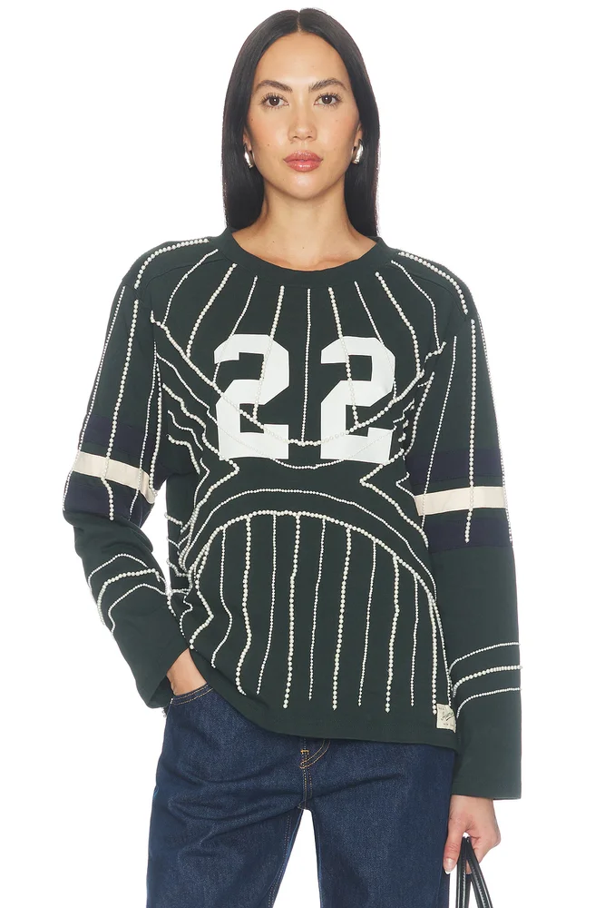 Quinn Embroidered Beaded Longsleeve T-shirt