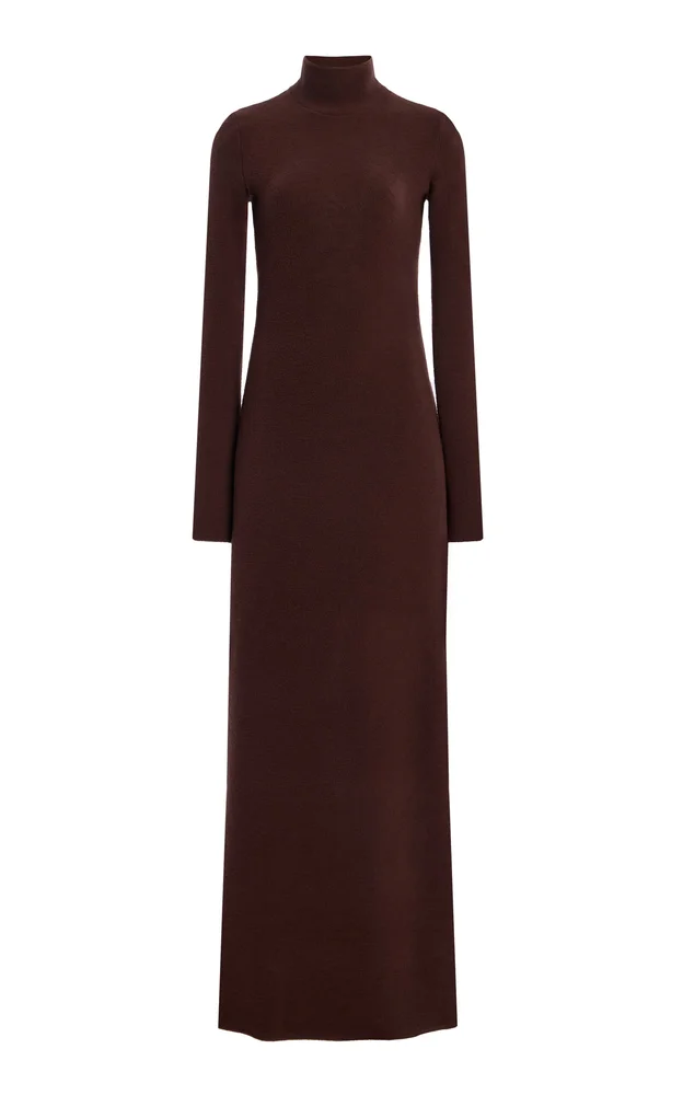 Exclusive Keyhole Knit Turtleneck Maxi Dress
