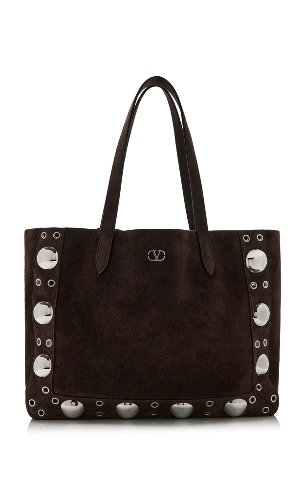 Studded Suede Tote Bag